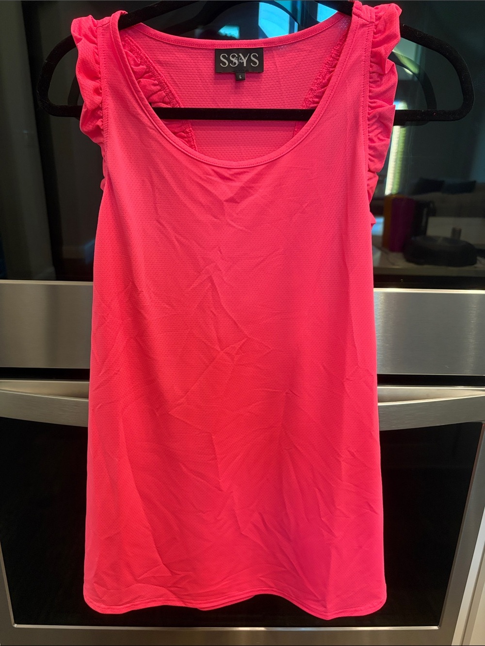 SSYS Women's Ruffle Sleeve Tank Top - Bright Pink